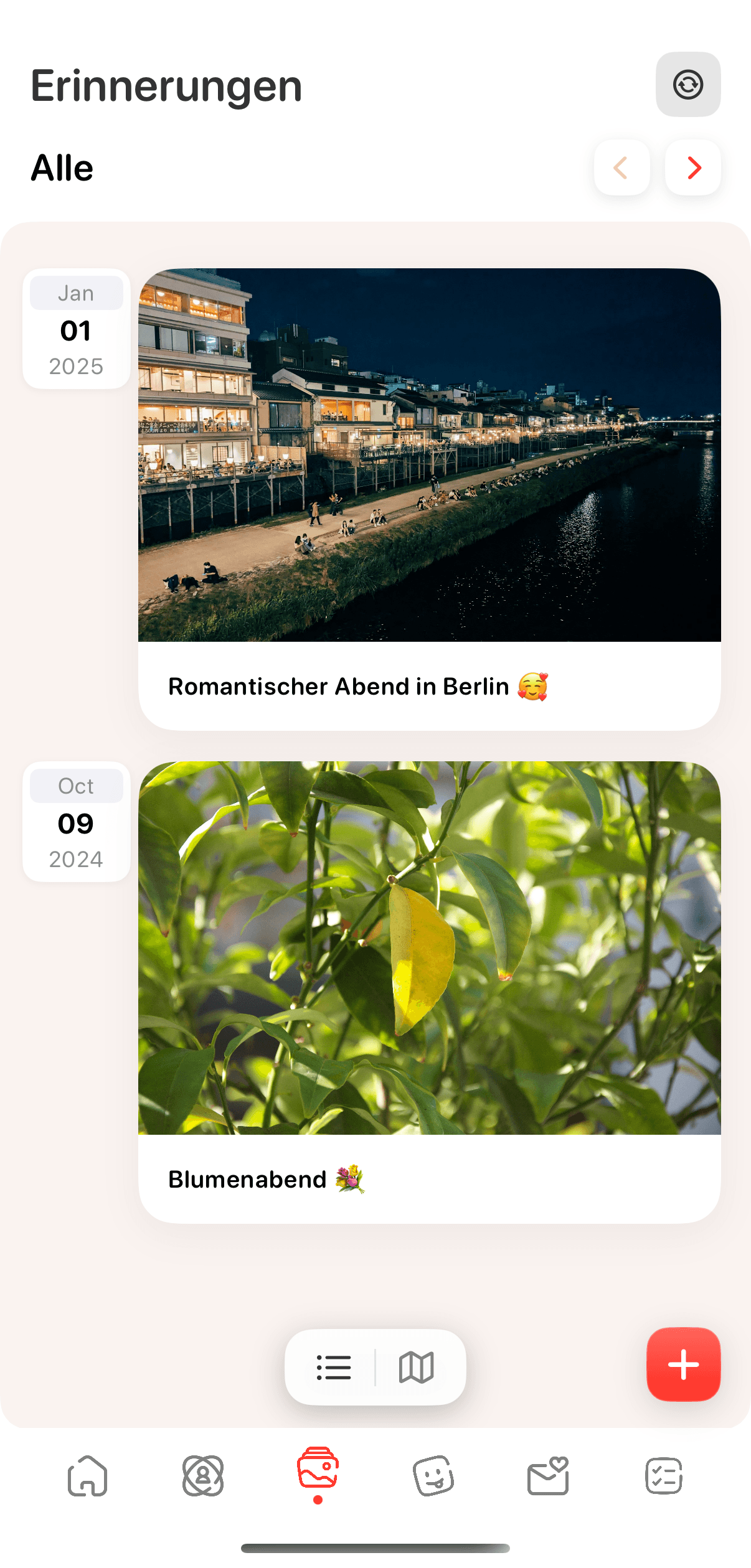 Screenshot Erinnerungen